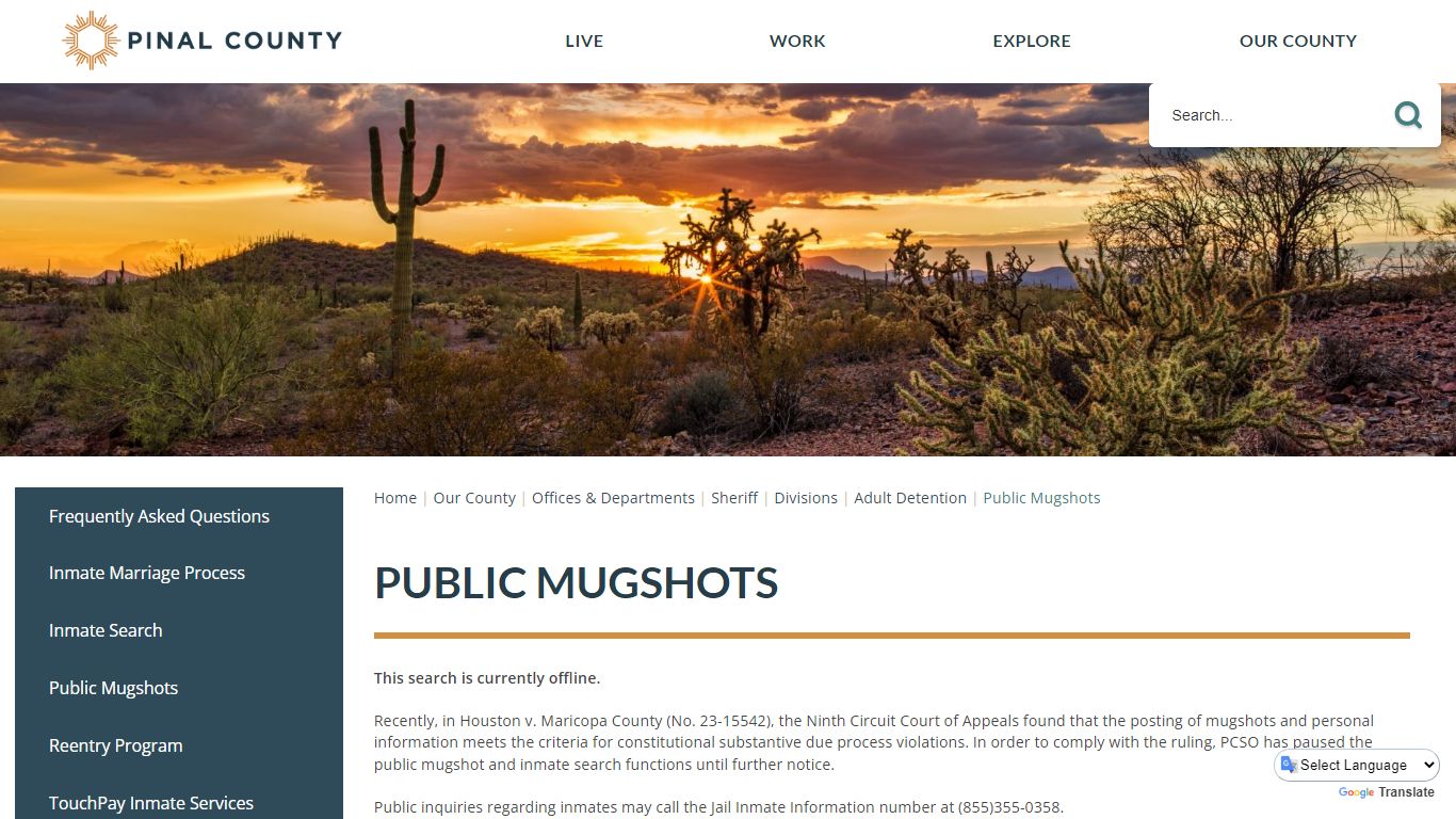 Public Mugshots | Pinal County, AZ