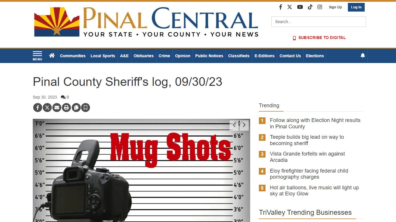 Pinal County Sheriff's log, 09/30/23 | Mug Shots - PinalCentral.com